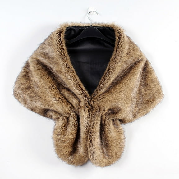 Fewfanhot Women's Elegant Faux Fur Shawl Wrap Stole Shrug Fall and Winter Bridal Wedding Cover Up Scarf for Women