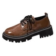 thumbnail image 7 of HEWUQI Womens Leather Platform Oxfords Chunky Round Toe Wingtip Slip on Vintage Soft Comfortable Non Slip Lace up Dress Work School Shoes Khaki Size 6.5, 7 of 7