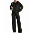 thumbnail image 2 of Womens Lounge Sets 2 Piece Matching Pajamas Fall Fashion Ribbed Knit Outfits Long Sleeve Casual Sweatsuits Black M, 2 of 9