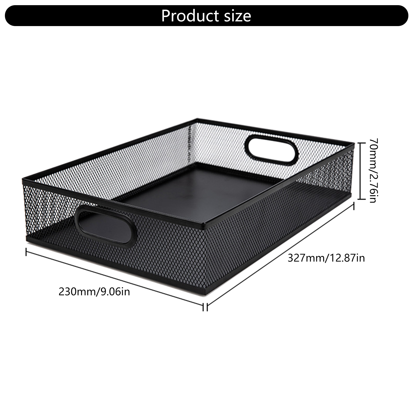 RUISINERY Desk Drawer Organizers Tray Metal Meshes Desktop Storage Tray Office File Organizers with Handle Portable Storage Basket