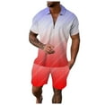 thumbnail image 1 of HBFAGFB Sweat Suits for Men 2 Piece Gradient Quarter Zip Pullover Men Tops Trendy Shorts Red Size XL, 1 of 4