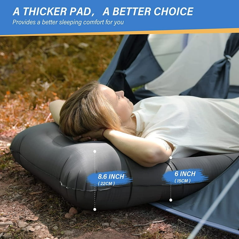 Self-Inflating 6 Inch Thick Camping Sleeping Pad With Built-in Foot Pump - Ultralight For Backpacking