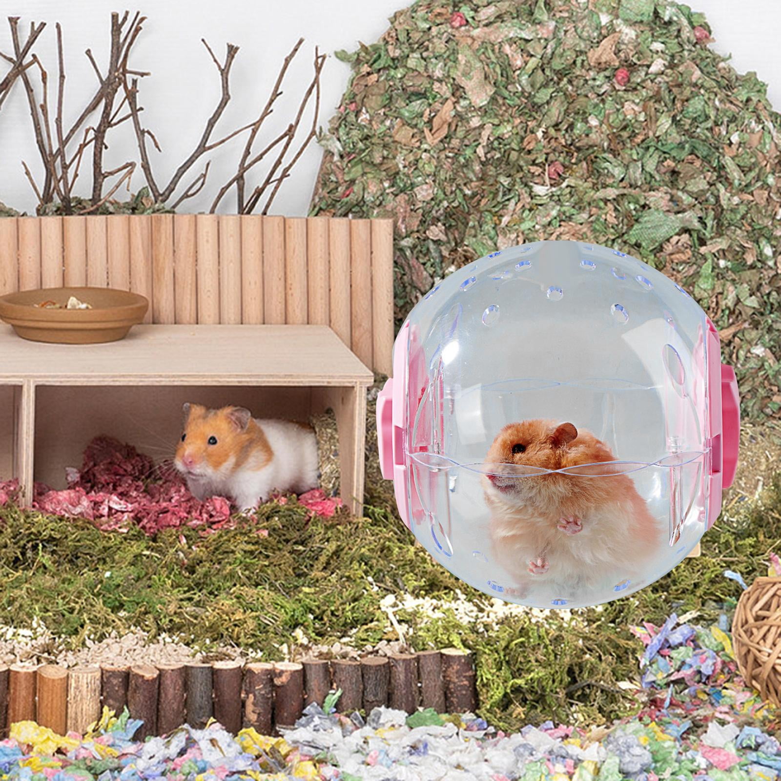 7inch Hamster Wheel Jogging Ball Multiple Vent Holes Versatile Cage Accessories Convenient Assemble Interactive Toy Transparent Pink