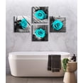 thumbnail image 4 of Bedroom Decor - Teal Rose Flowers Canvas Wall Art - Turquoise Decor for Living Room Black and White ons Artwork Painting Modern Wedding for Couple Stretched and Framed, 4 of 6