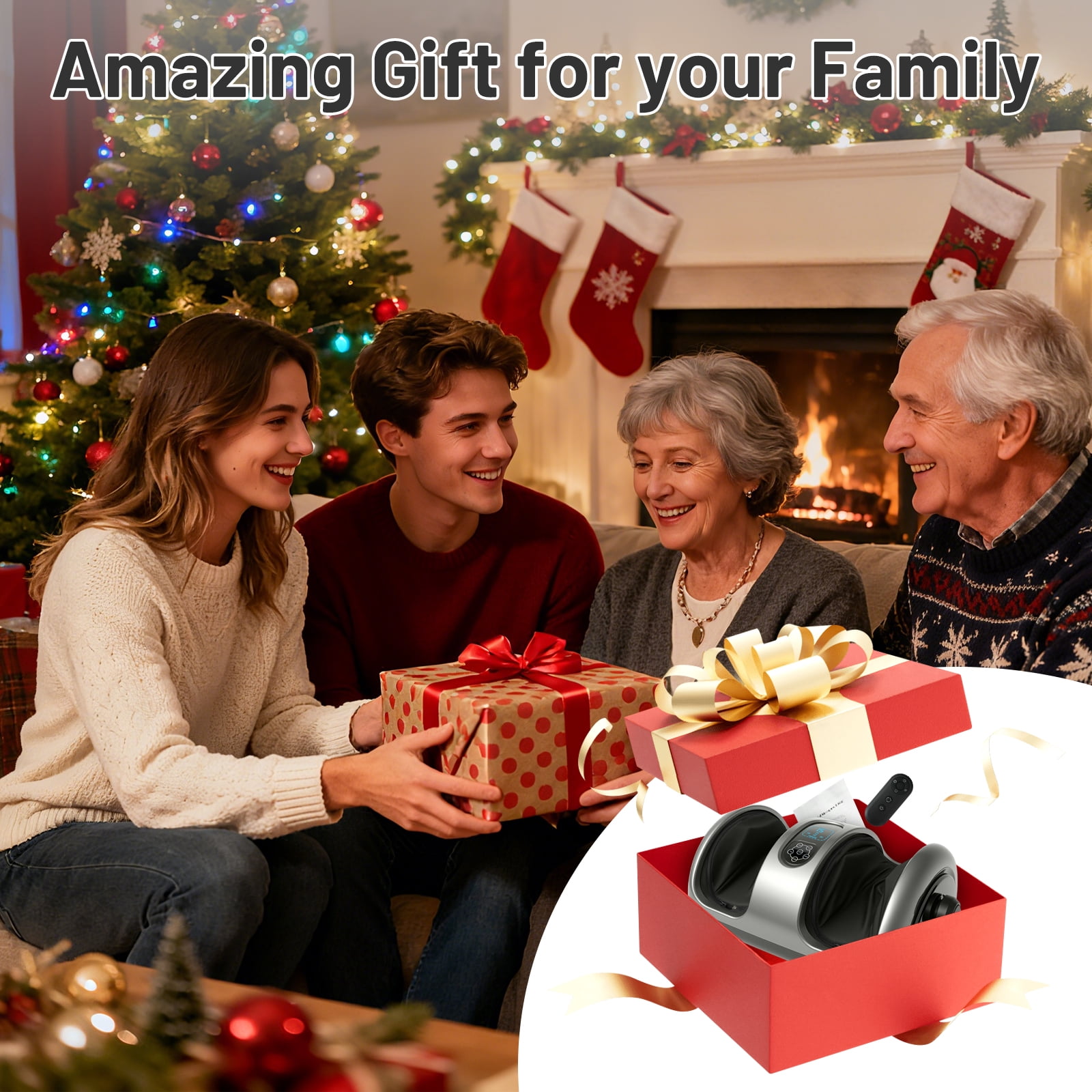 BAOKALER Shiatsu Foot and Calf Massager with Heat Therapy - Adjustable Air Compression, Wireless Remote Control & Deep Kneading for Relaxation, Pain Relief & Improved Circulation at Home