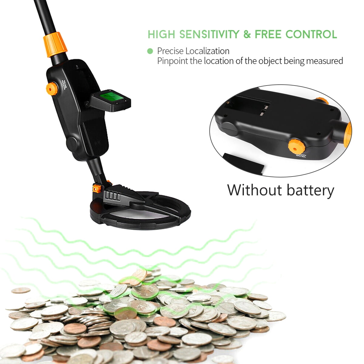 Threns Metal Detector for Kids High Accuracy Adjustable Metal Detector with LCD Display Waterproof Search Coil
