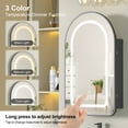 thumbnail image 5 of Hironpal Medicine Cabinet with Mirror,17" x 27" Arched Bathroom Mirror Cabine with 3-Color Light,Recessed/Wall Mounted,Black, 5 of 8