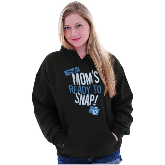 Ready to Snap Motherhood Humor Funny Women Plus Size Graphic Pullover Hoodie Brisco Brands 2X