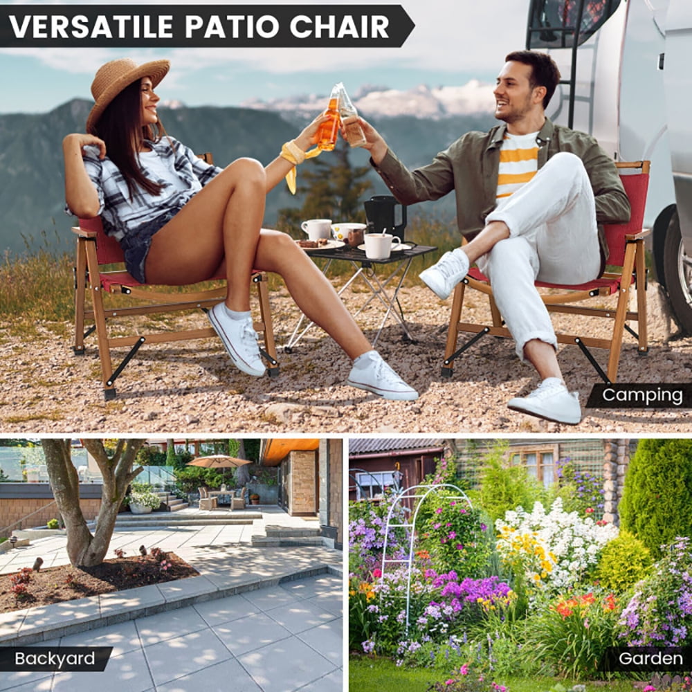 Aimee Lii Patio Folding Camping Beach Chair with Solid Bamboo Frame, Portable Chairs for Adults, Comfy Outdoor Chair, Red Aimee Lii Patio Folding Camping Beach Chair with Solid Bamboo Frame, Portable Chairs for Adults, Comfy Outdoor Chair, Red
