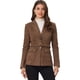 thumbnail image 1 of Blazer de gamuza sintética para mujer con cinturón de manga larga de un solo pecho Chaquetas de trabajo Outwear Coat Marrón Oscuro XS, 1 of 6