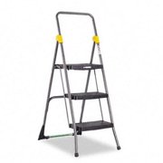 Cosco Commercial 3-Step Folding Step Stool- 22-1/2w x 32-5/8 Spread x 52-1/8h- Gray