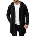 thumbnail image 6 of HBYJLZYG Men's Long Hooded Coat, Snap Button Fleece Lined Overcoat with Pockets, Casual Solid Color Outerwear for Fall Winter Daily Wear, 6 of 6