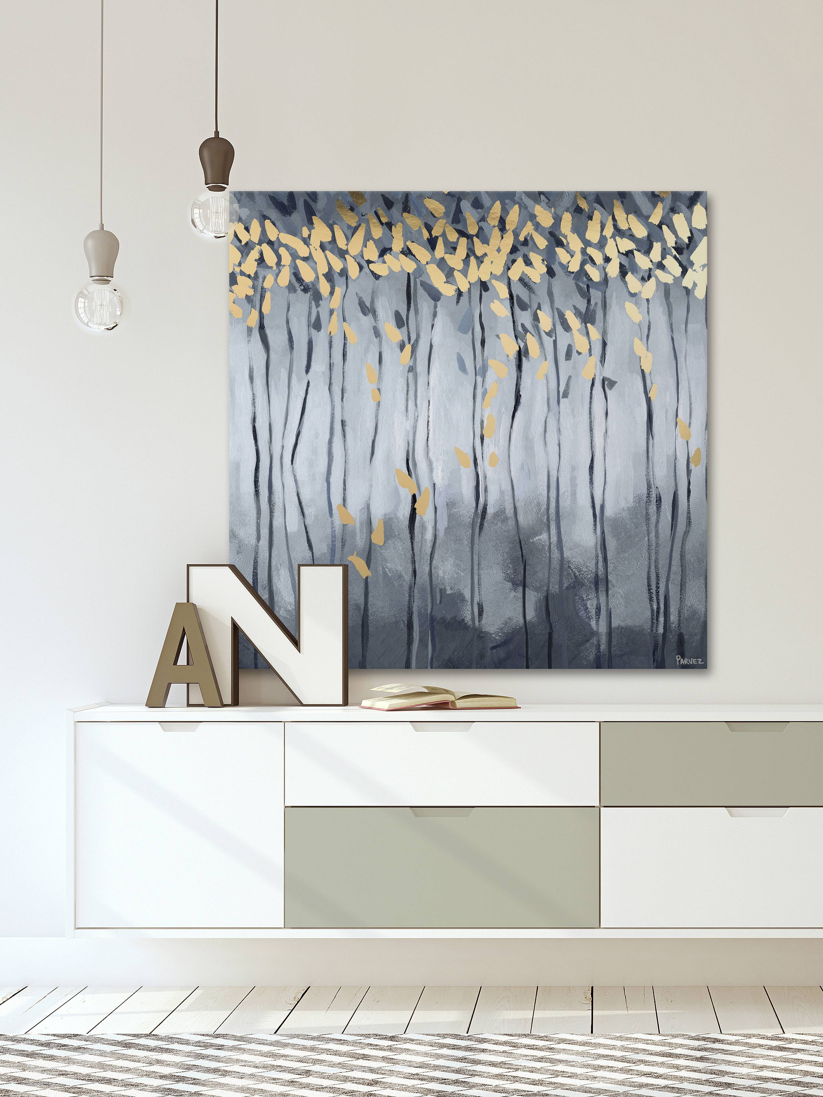 Parvez Taj "Golden Leaves" Painting Print on Wrapped Canvas