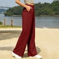 thumbnail image 7 of Liuinsasek Women's High Waist Straight Wide-Leg Pants Fashionable Versatile Casual Solid Color Elastic-Waist with Pockets Spring Summer Outfits, 7 of 7