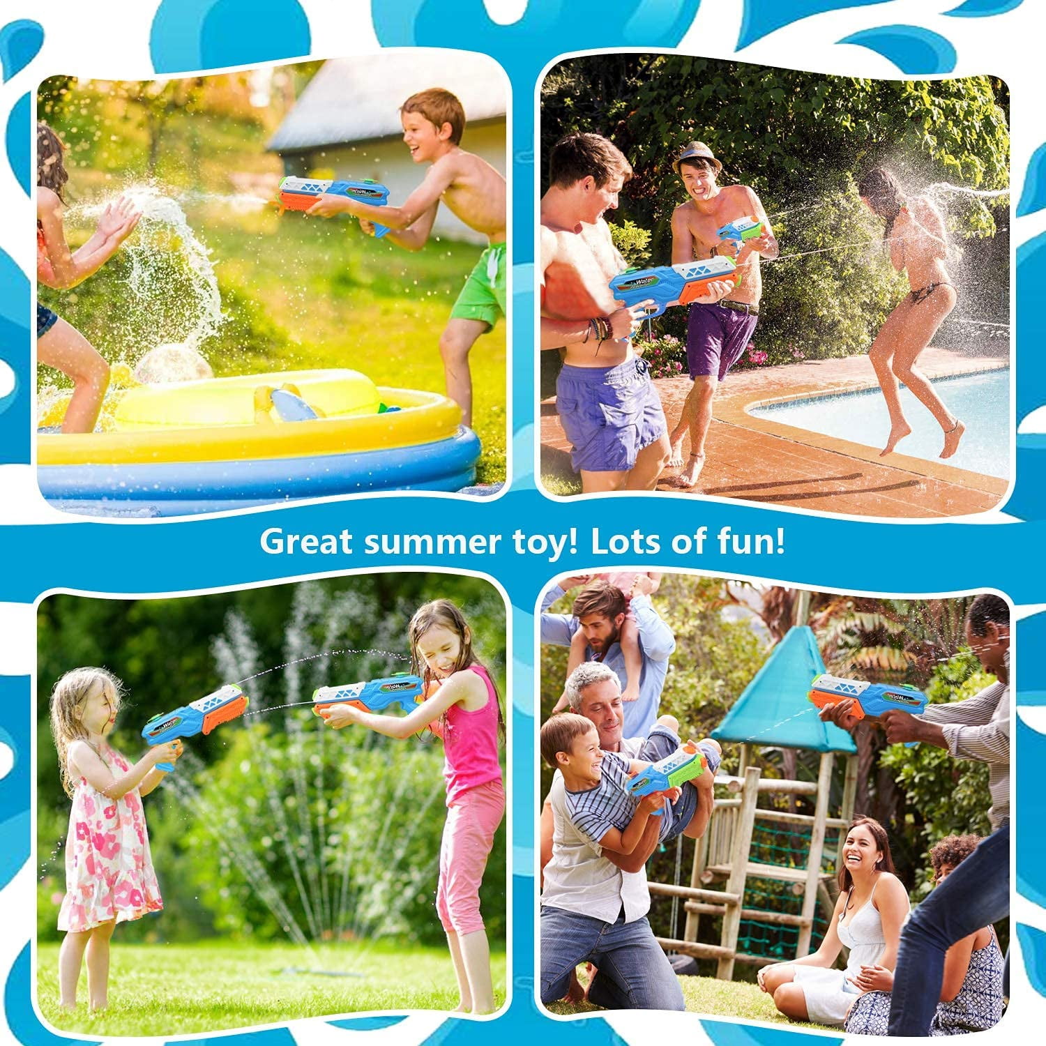 TOY Life Water Guns for Kids - 520cc Squirt Guns, 2 Pack Super Soaker Water Gun, Water Blaster Leakproof Pool Water Guns Squirt Guns for Kids, Toddlers, Adults, Summer Outdoor Toys for Kids