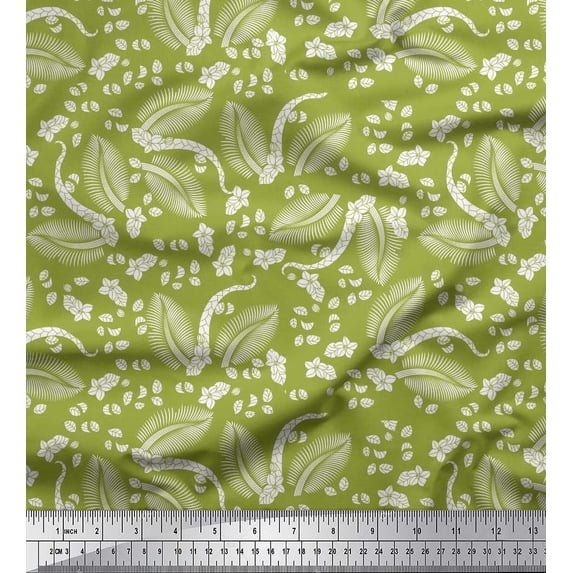 Soimoi Cotton Poplin Fabric Leaves & Floral Artistic Print Fabric by The Yard 56 Inch Wide