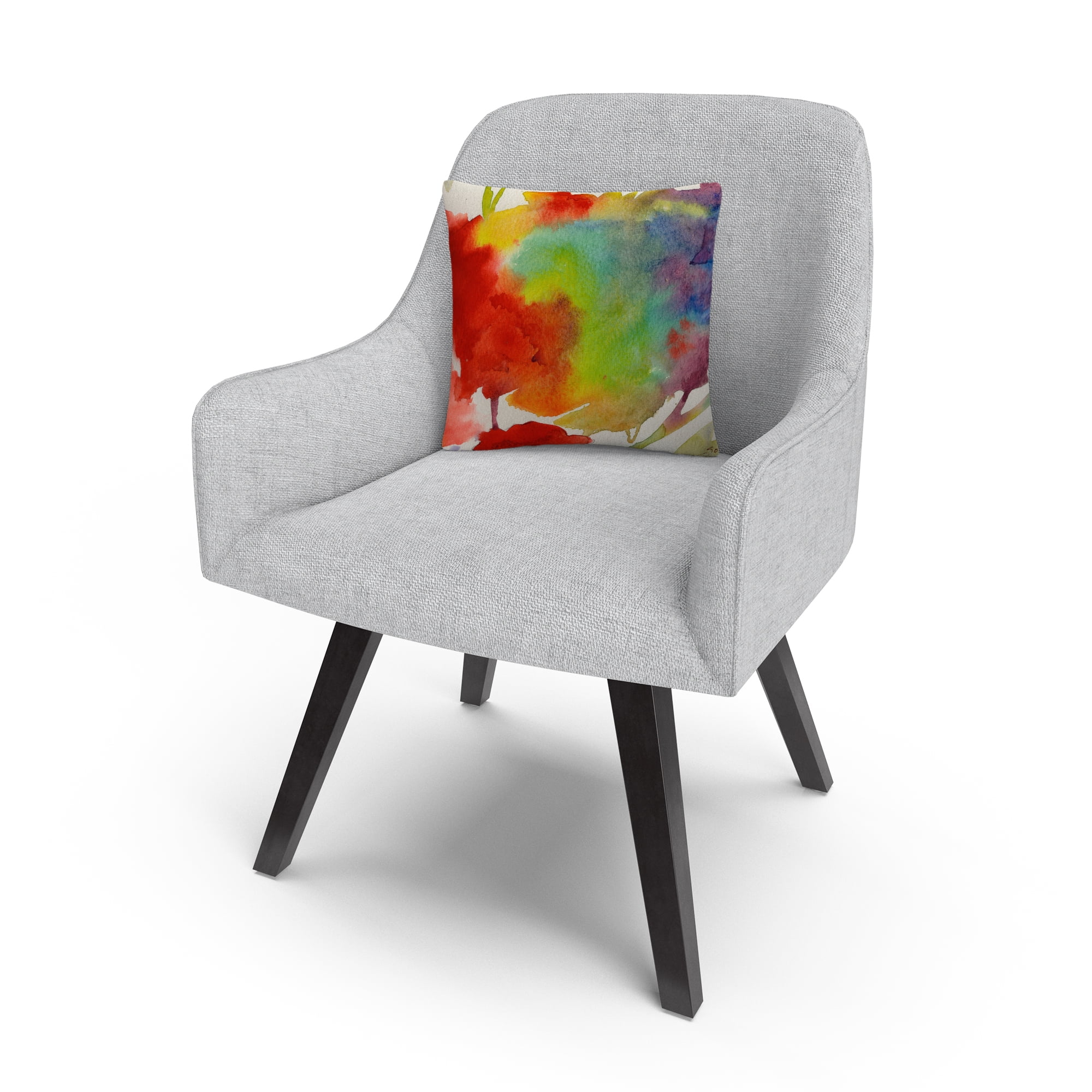 Rainbow Flowers' Abstract Bold Motif By Sheila Golden 16 X 16 Decorative Throw Pillow