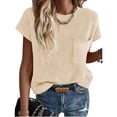 thumbnail image 4 of Short Sleeve Sweater for Women Crew Neck Ribbed Knit Vests Pullover Tops, 4 of 5