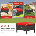 thumbnail image 6 of Gymax 2PCS Patio Ottomans Wooden Handles Rattan Knitting Foot Pedal Red, 6 of 9