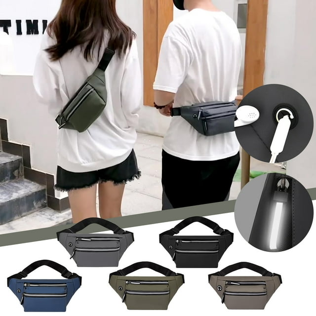Xihbxyly Riñonera Informal para Hombre, Gran Capacidad, Almacenamiento Multicapa, Nailon Ligero, Práctico Conector para Auriculares, Diseño Versátil, Ideal para Viajes y Exteriores, Tejido Impermeabl
