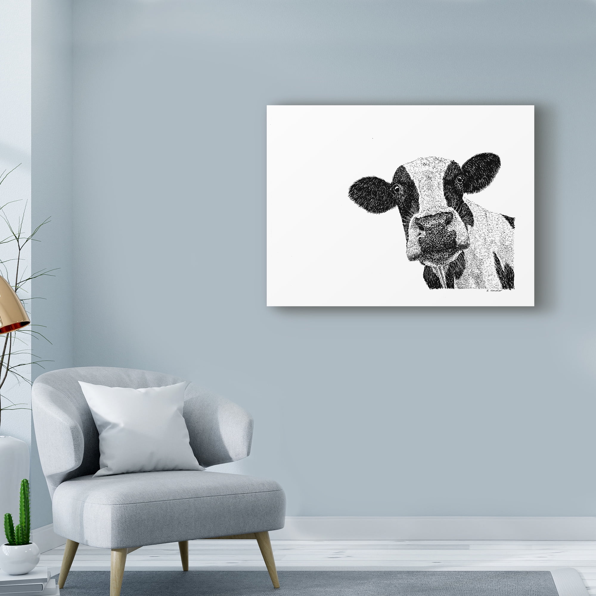 Trademark Fine Art 'Cow Line Art' Canvas Art by Let Your Art Soar