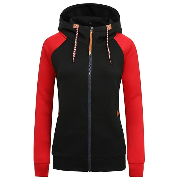 Sudaderas con capucha para mujer Zip Up Sport Tops Manga larga Sudadera transpirable Bolsillo Invierno con capucha