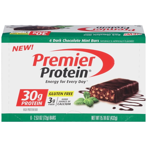 Premier Protein Bar, 30 Grams of Protein, Dark Chocolate Mint, 2.53 Oz, 6 Ct
