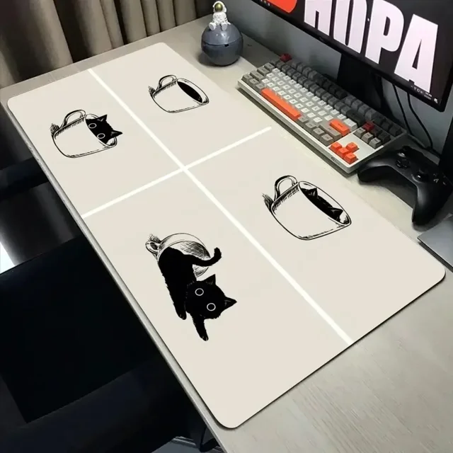 Divertidos alfombrillas de ratón de gato negro, alfombrilla de escritorio de empresa XXL para ordenador, cojín grande Kawaii de 800x400, accesorios de oficina