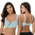 thumbnail image 6 of Curve Muse Plus Size Unline Minimizer Underwire Bra with Embroidery Lace-3Pack-YELLOW,Hunter Green,Light BLUE-48DD, 6 of 7