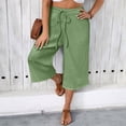 thumbnail image 5 of yillto Plus Size Women Capris Pant Wide Leg Loose Cropped Pants High Waist Drawstring Capri Trousers, 5 of 7