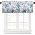 thumbnail image 2 of Kitchen Curtains Valances for Small Windows, Summer Ocean Life Short Curtain Valance for Living Room, Sea Turtle Seashell Coral Starfish Rod Pocket Blinds Window Printed Drapes 1 Panel 54x18 Inch, 2 of 6