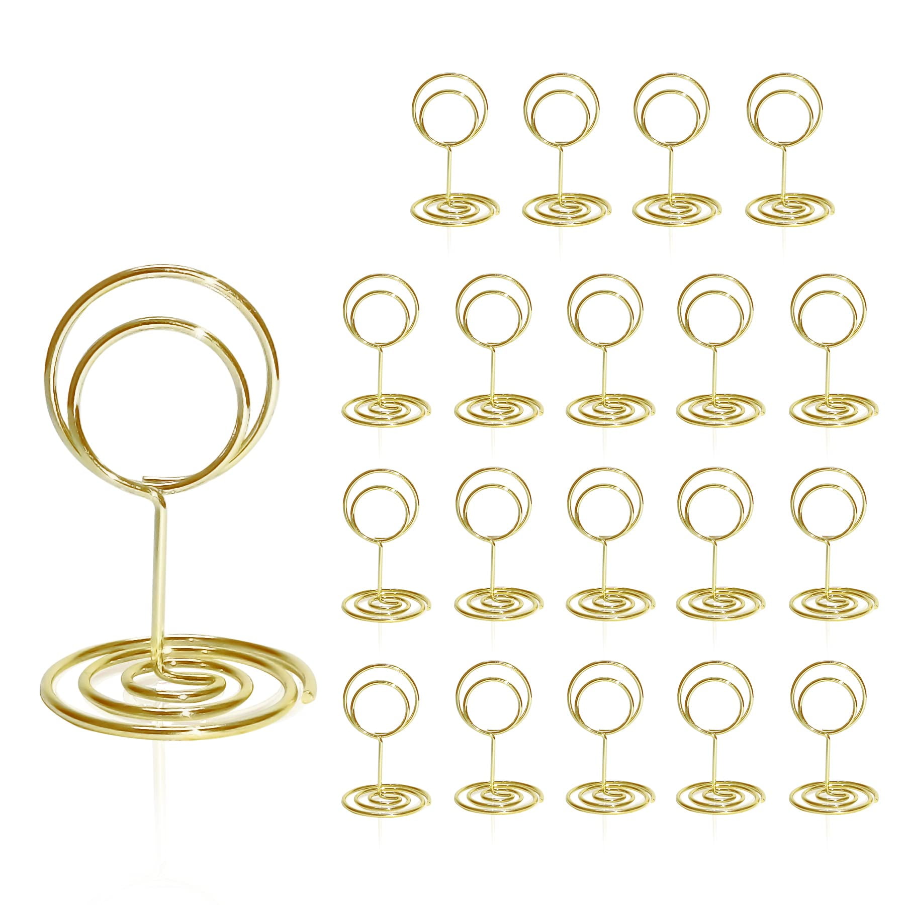 Gold Jofefe 20pcs Mini Place Card Holders Table Number Stand Table Card Holder Wire Table Picture Photo Holder with Heart Shape Menu Memo Clips for Wedding Favors 