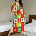 thumbnail image 6 of Womens Long Nightgowns Plaid Zipper Robes Christmas Pajama with Pocket Long Sleeve Bathrobes Loose Full Length Loungewear Warm Sleepwear Crew Neck House Coat, 6 of 9