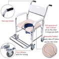 thumbnail image 3 of Hassch Bedside Commode Transport Wheelchair Foldable Bathroom Shower Chair Toilet Seat, 300lbs Capacity, White & Beige, 3 of 10