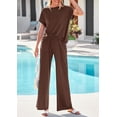 thumbnail image 7 of PRETTYGARDEN Women's Summer 2 Piece Matching Lounge Sets Short Sleeve Shirts Tops Wide Leg Pants Travel Airport Outfits, 7 of 7