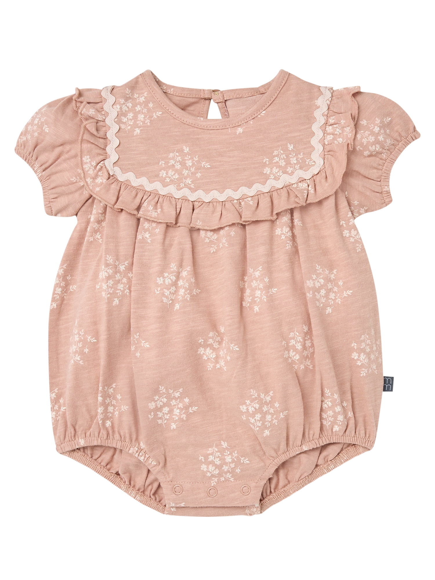 Modern Moments by Gerber Baby Girl Bubble Romper with Ric-Rac and Tights Outfit Set, 2-Piece, 0/3 Months - 24 Months