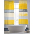 thumbnail image 5 of Gray Yellow Brush Sheer Curtains for Living Room Bedroom, Light-filtering Sheer Curtain, Strip Geometric Rod Pocket Voile Window Treatment Drapes, 52’’Wx84’’L, 2 Panels Set, 5 of 7