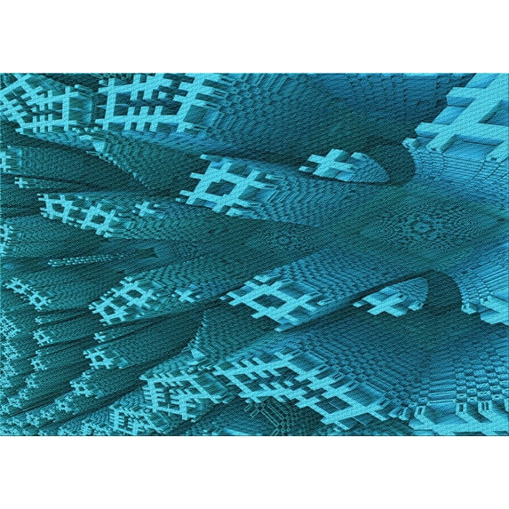 Ahgly Company Indoor Rectangle Patterned Medium Teal Green Area Rugs, 7' x 9'