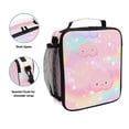 thumbnail image 2 of Insulated Square Lunch Bag with Side Mesh Pocket Fashion Lunch Box Reusable Lunch Tote 10.5" x9.5" x3.5" Cute Stars and Pink Clouds, 2 of 6
