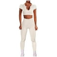 thumbnail image 4 of Yoga Set Women Workout Sets 2 Piece Seamless Ribbed Tank High Waist Trousers Yoga Outfits, 4 of 5