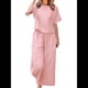 thumbnail image 1 of Conjunto de 2 Piezas para Mujer: Blusa de Media con Cuello y Pantalón con Bolsillos, Informal para el Trabajo y Viajes. Rosa XL, 1 of 6