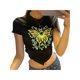 thumbnail image 1 of VISgogo, blusas cortas con estampado de mariposas para mujer, camiseta de manga corta con cuello redondo y dobladillo triangular invertido, ropa de verano VISgogo moda, 1 of 6