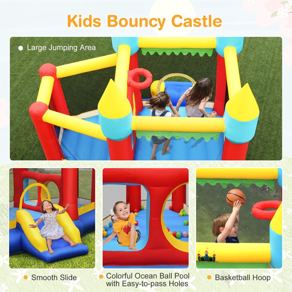 Aimee Lii Inflatable Bounce Slide Jumping Castle Without Blower, Playhouse for Kids Outdoor
