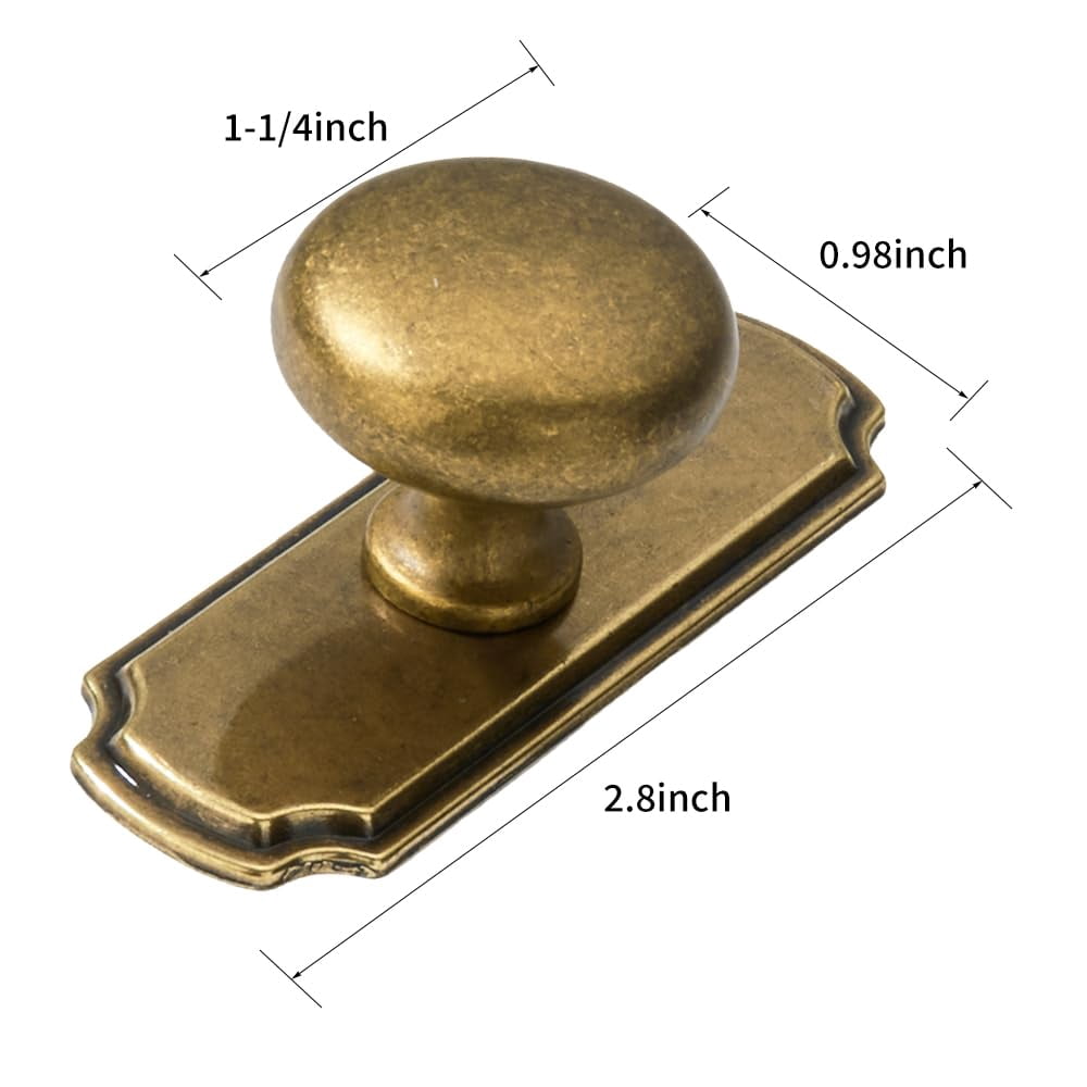 10 Pack 1-1/4 inch Backplate for Cabinet Knobs Champagne Bronze Drawer Knobs Satin Brass Cabinet Hardware Vintage Knobs with Backplate
