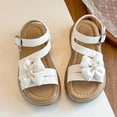 thumbnail image 5 of Staki Girls Boys Sandals with Cork Footbed Adjustable Buckle Braided Strap Sandals Open Toes Slides Sandals Summer Casual Shoes for Kids Tween Girl Wedges White,12 Little Kid, 5 of 9