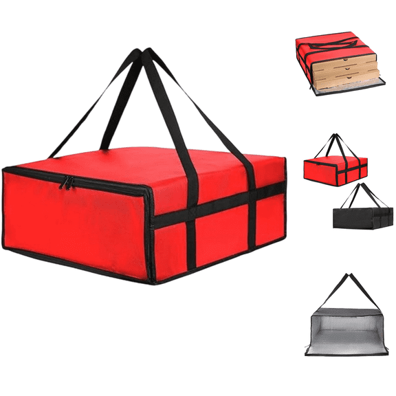Pizza Bags for Delivery 20x20x6 Inch Insulated Non Woven Cloth Pizza Delivery Bag with Zipper Closure & Handle for Outdoor