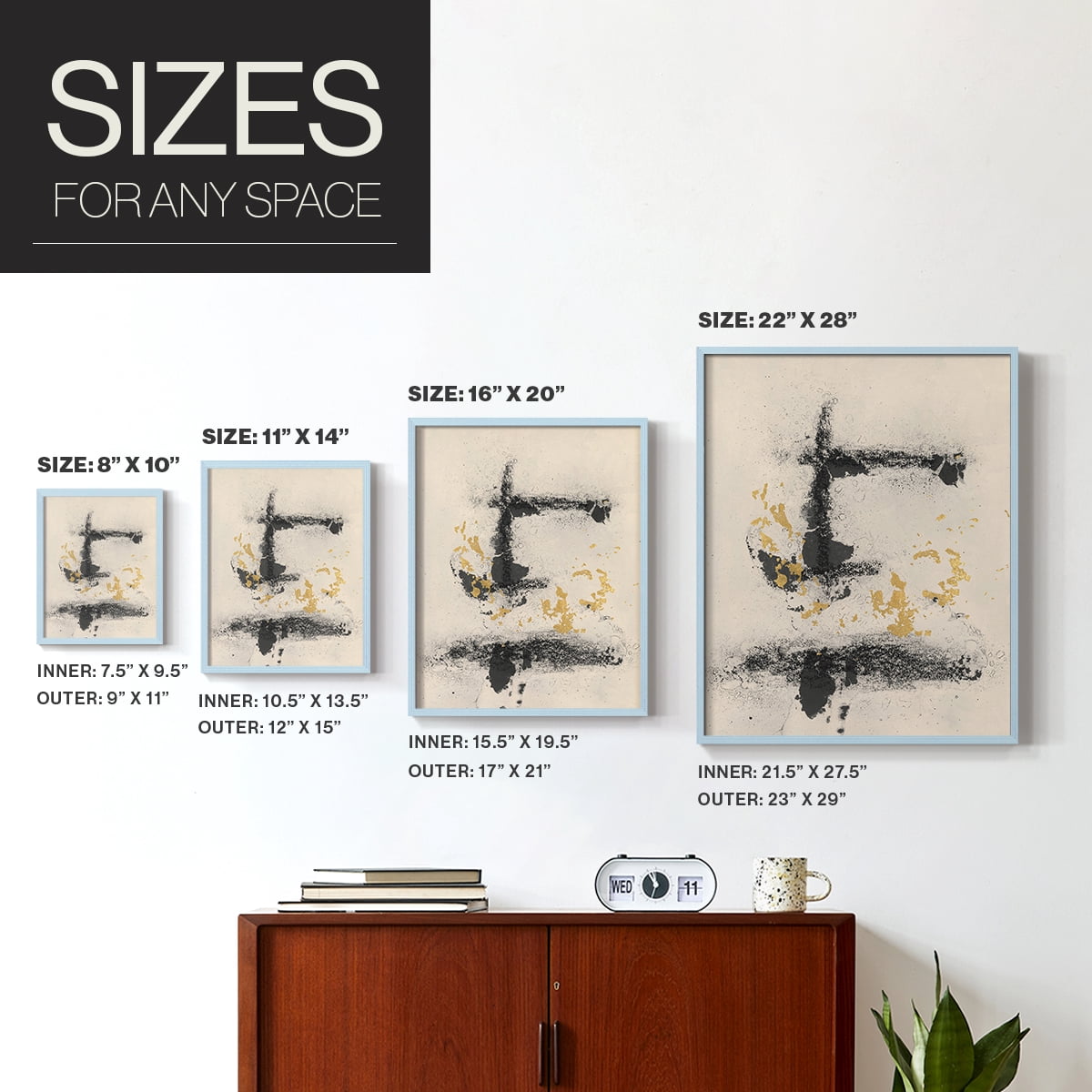 Charcoal Remnants II Framed Print in Blue Solid Wood Framed Print No Nail Hanging
