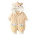 thumbnail image 2 of Esaierr Newborn Infant Snowsuit Hooded Fleece Romper for Boys Girls Winter Jumpsuit with Hooded Wear Romper Outwear for 0-18M, 2 of 5
