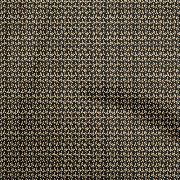 oneOone Polyester Spandex Black Fabric Leaves Sewing Material Print Fabric By The Yard 56 Inch Wide