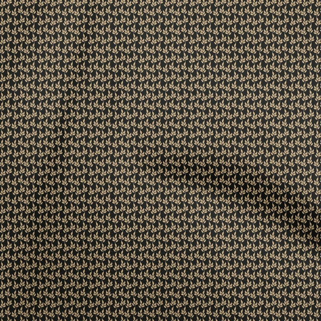 oneOone Tissu Velours Noir Feuilles Matériel de Couture Tissu Imprimé au Mètre 58 Pouces de Large